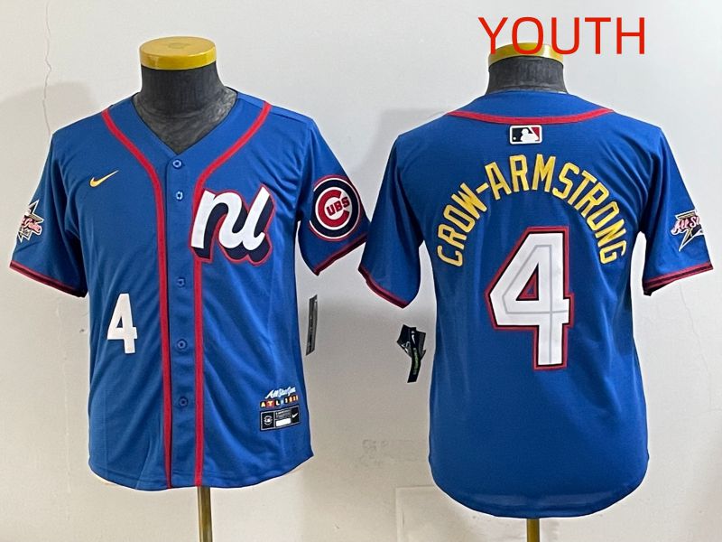 Youth 2025 Chicago Cubs #4 Crow-Armstrong Blue All star Nike MLB Jersey style 6->youth mlb jersey->Youth Jersey